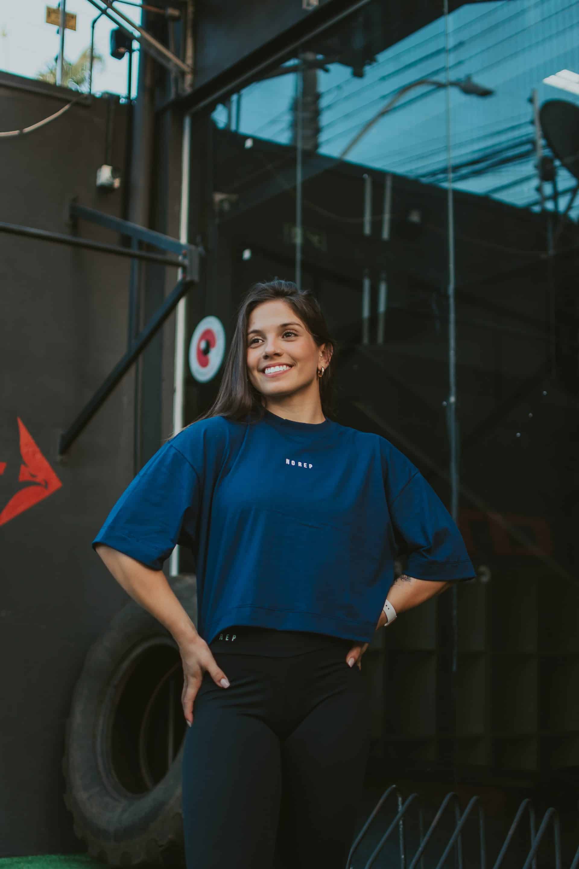 Cropped Oversize Azul Marinho