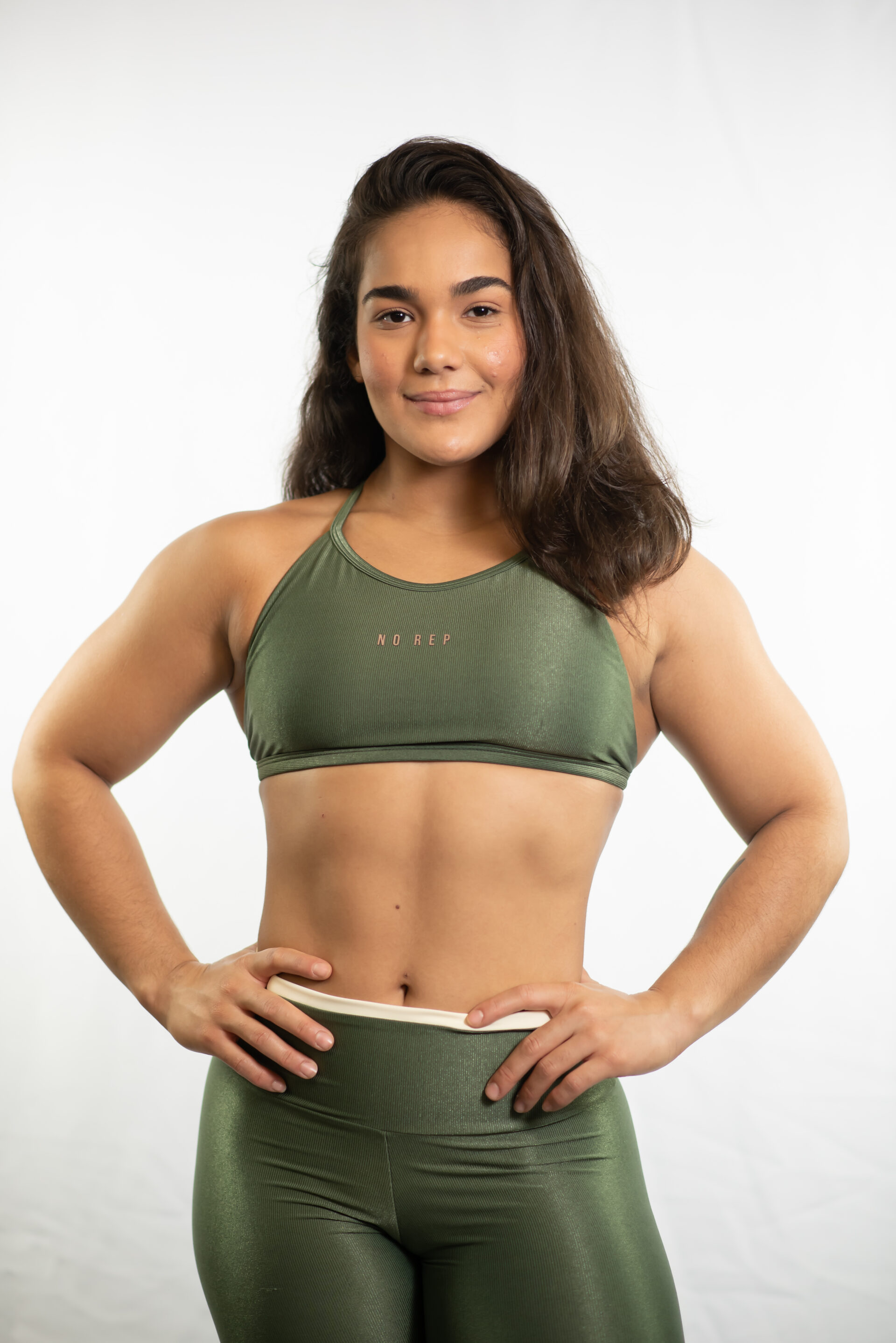 Top Free Back Alta Compressão Army Green