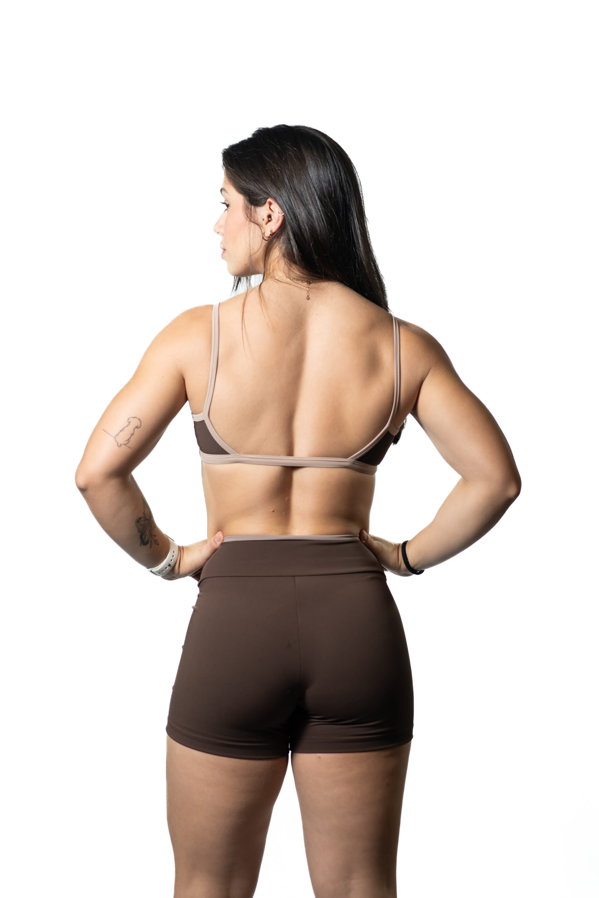 Top New Basic Deep Brown Cós e Viés Bege - Image 3