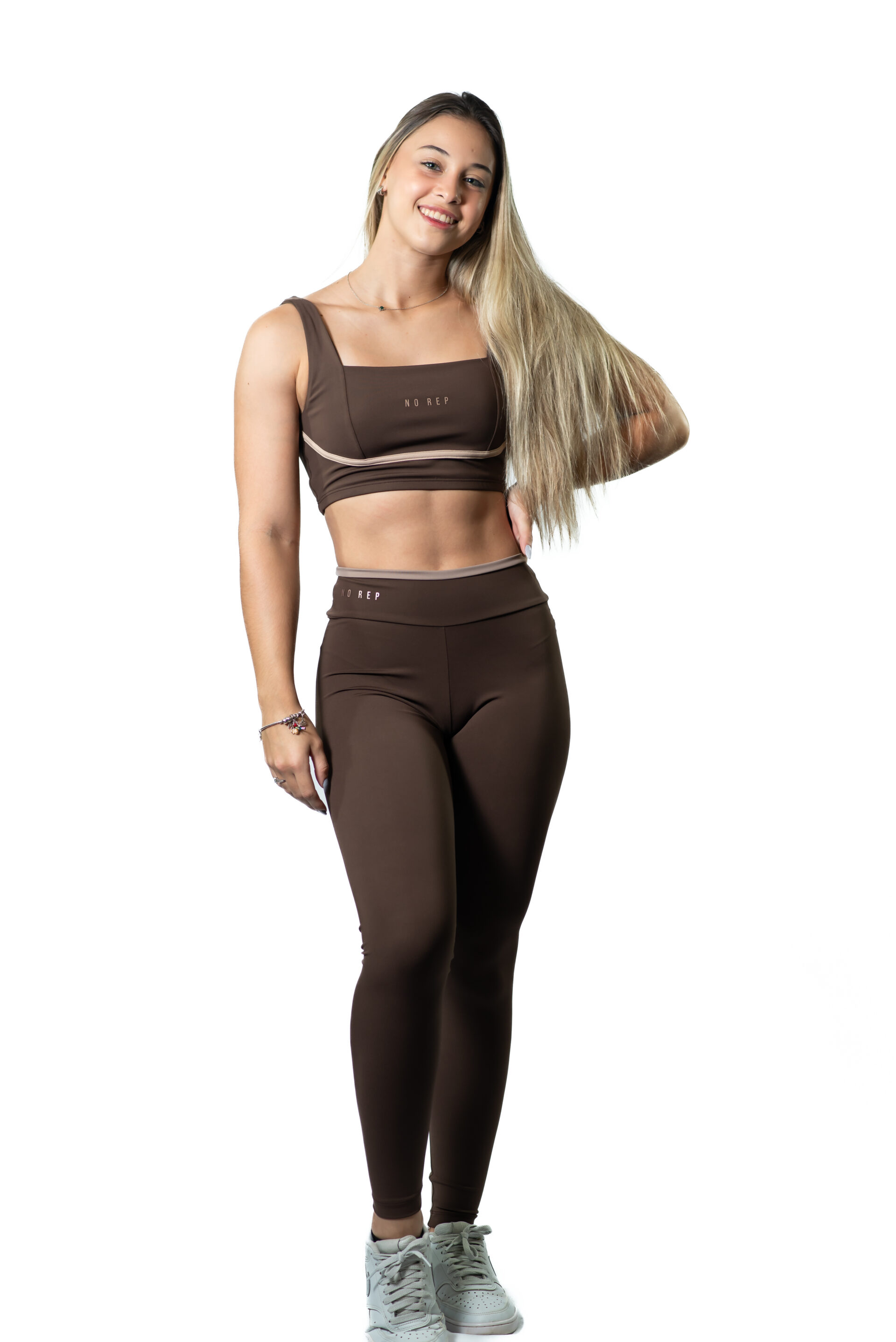 Calça Bicolor Line Deep Brown c/ Bege - Image 2