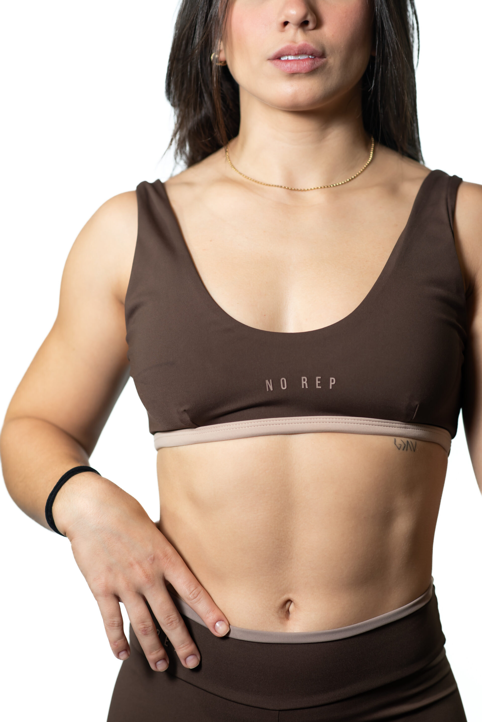 Top Tank Deep Brown Cós Bege