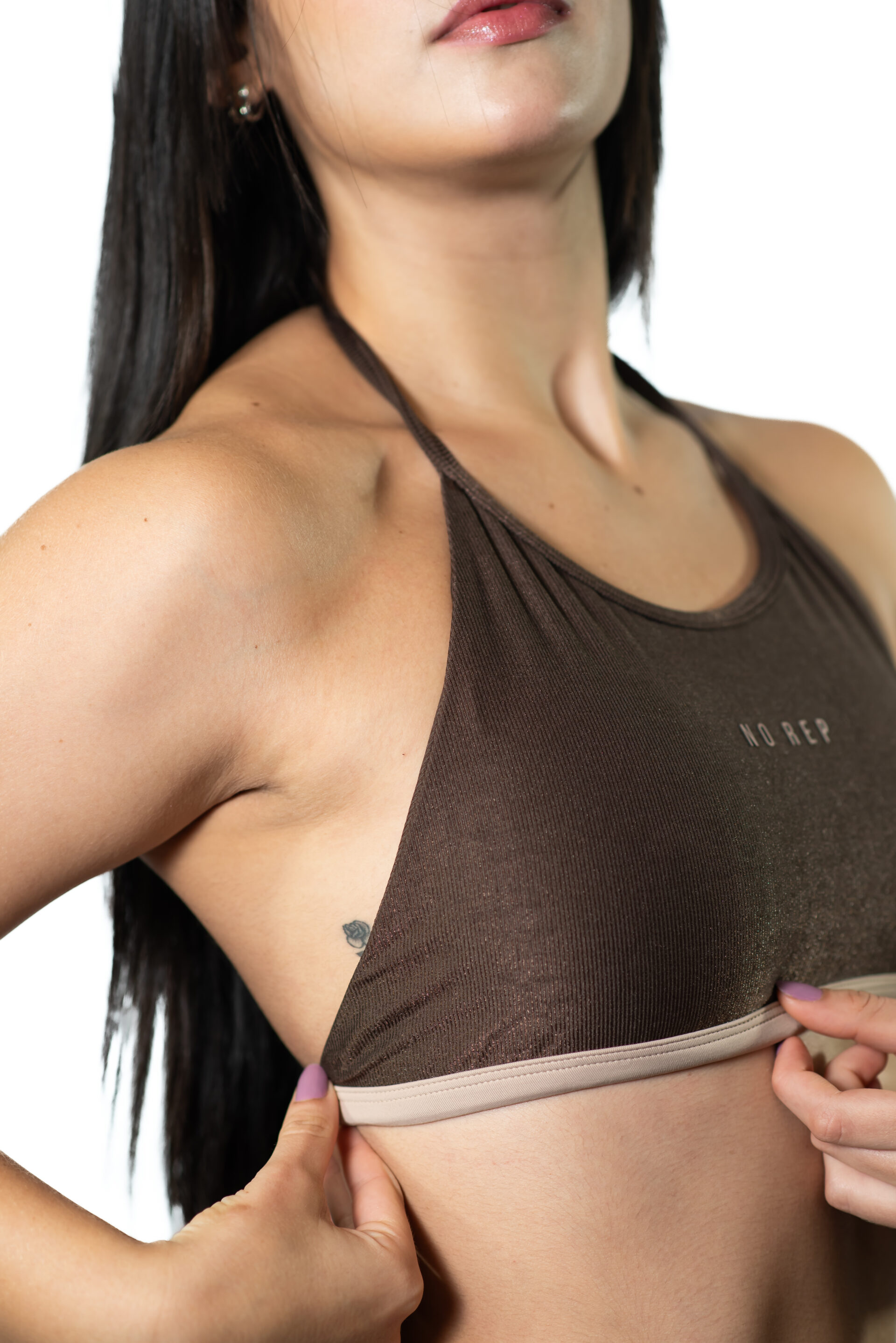 Top Free Back Alta Compressão Deep Brown