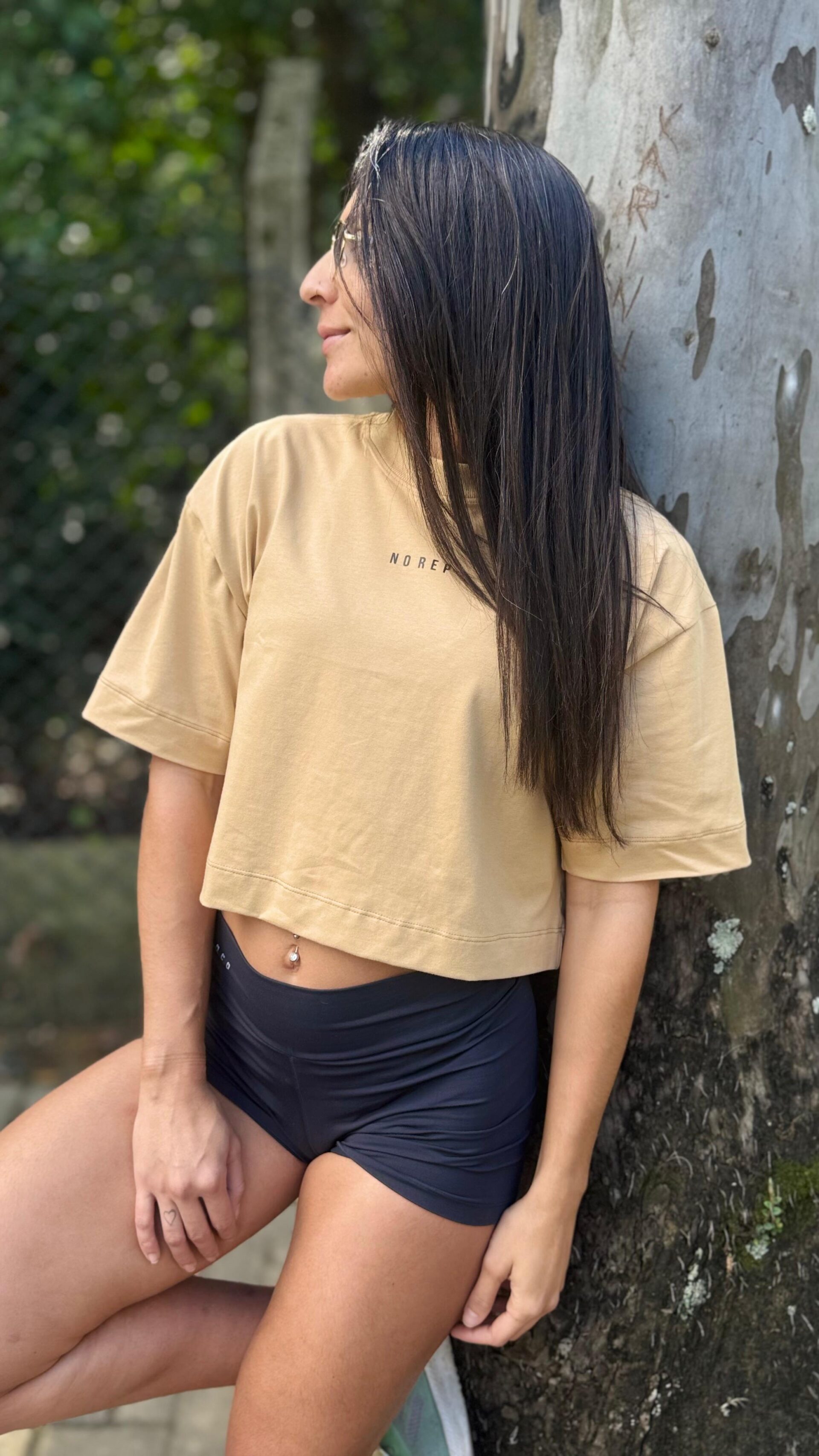 Cropped Oversize Bege Basic