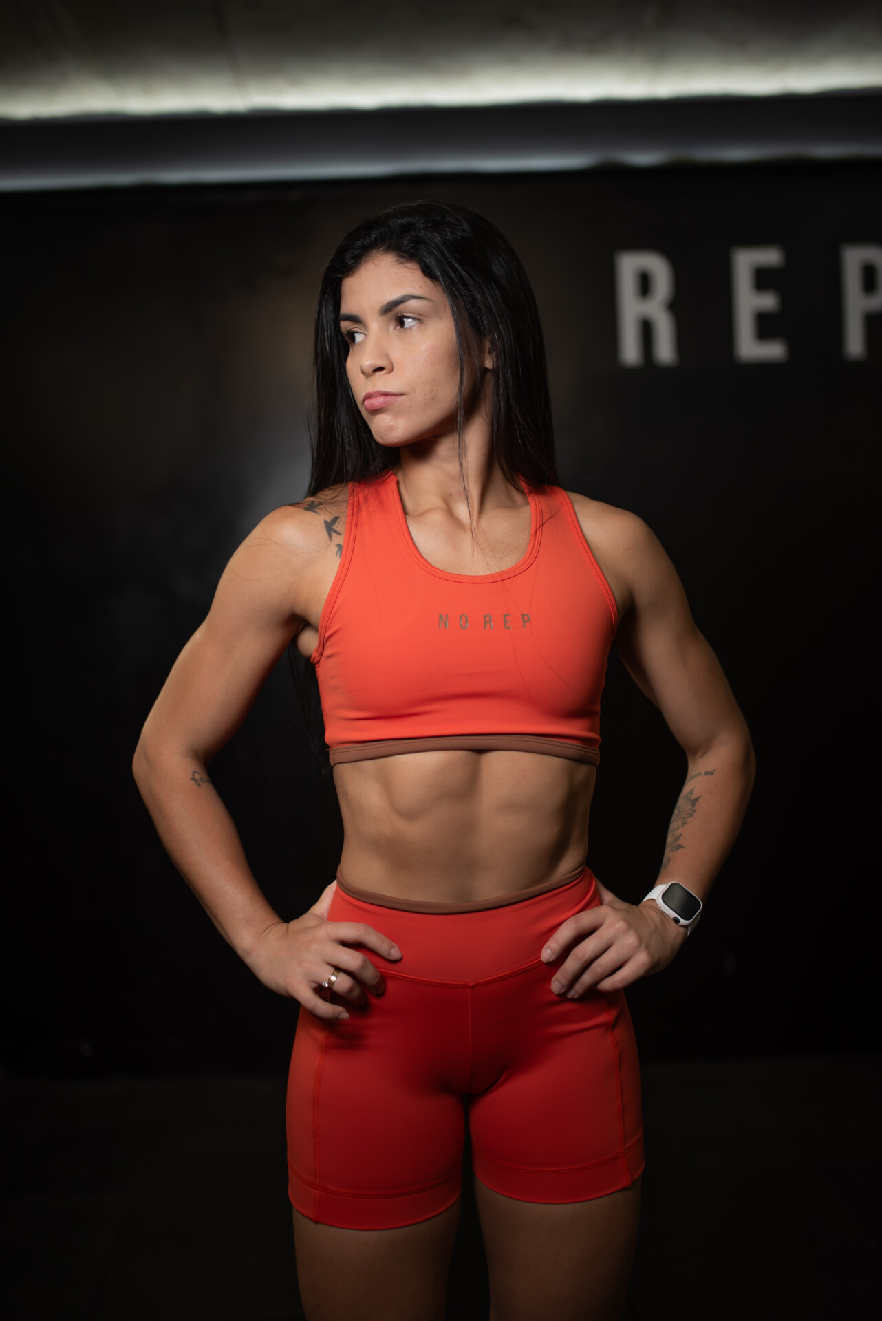 Short Fly Bicolor Line Deep Orange c/ Brown