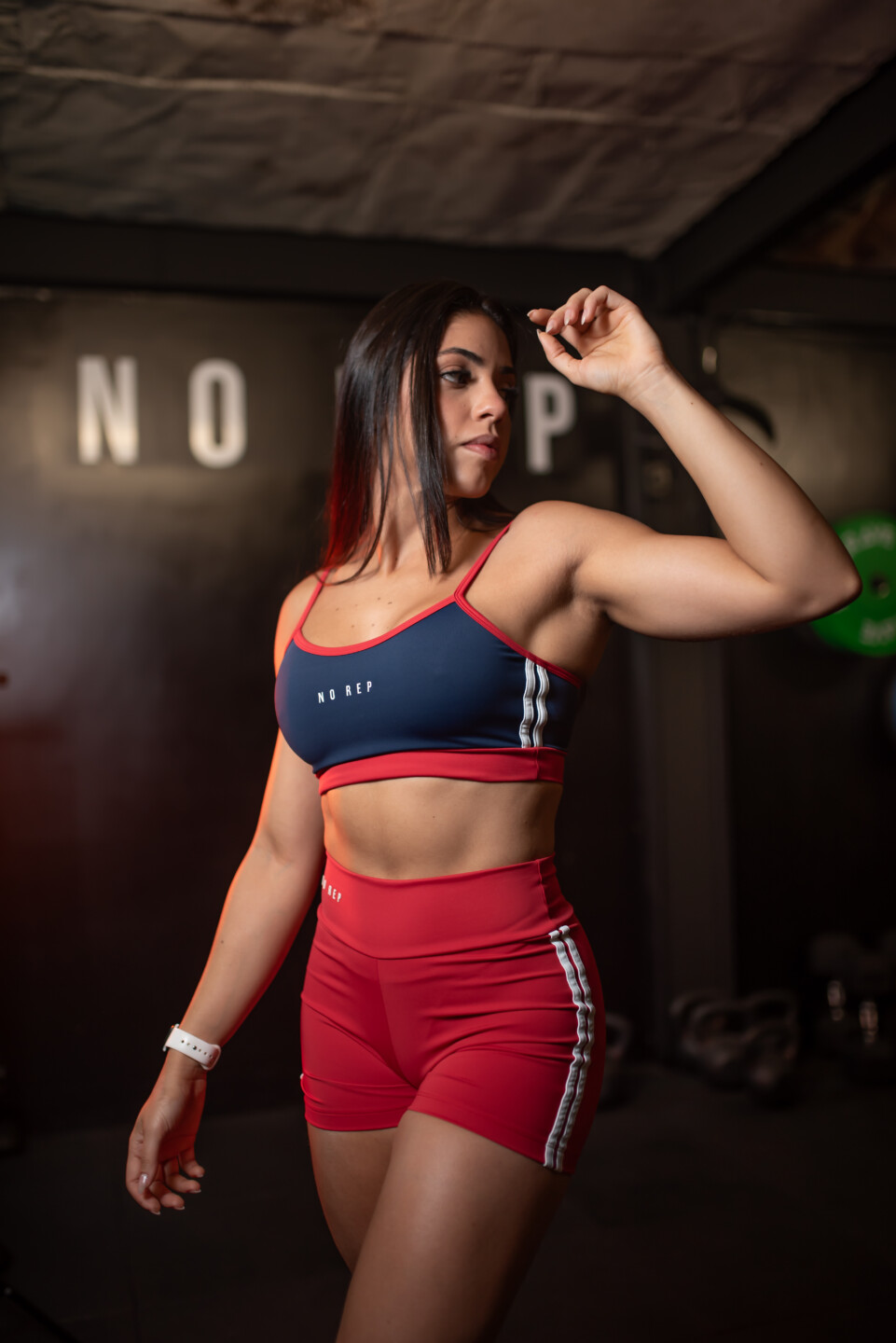 Top Básico Deep Blue Cós e Viés Vermelho c/ Listras Brancas - Image 4