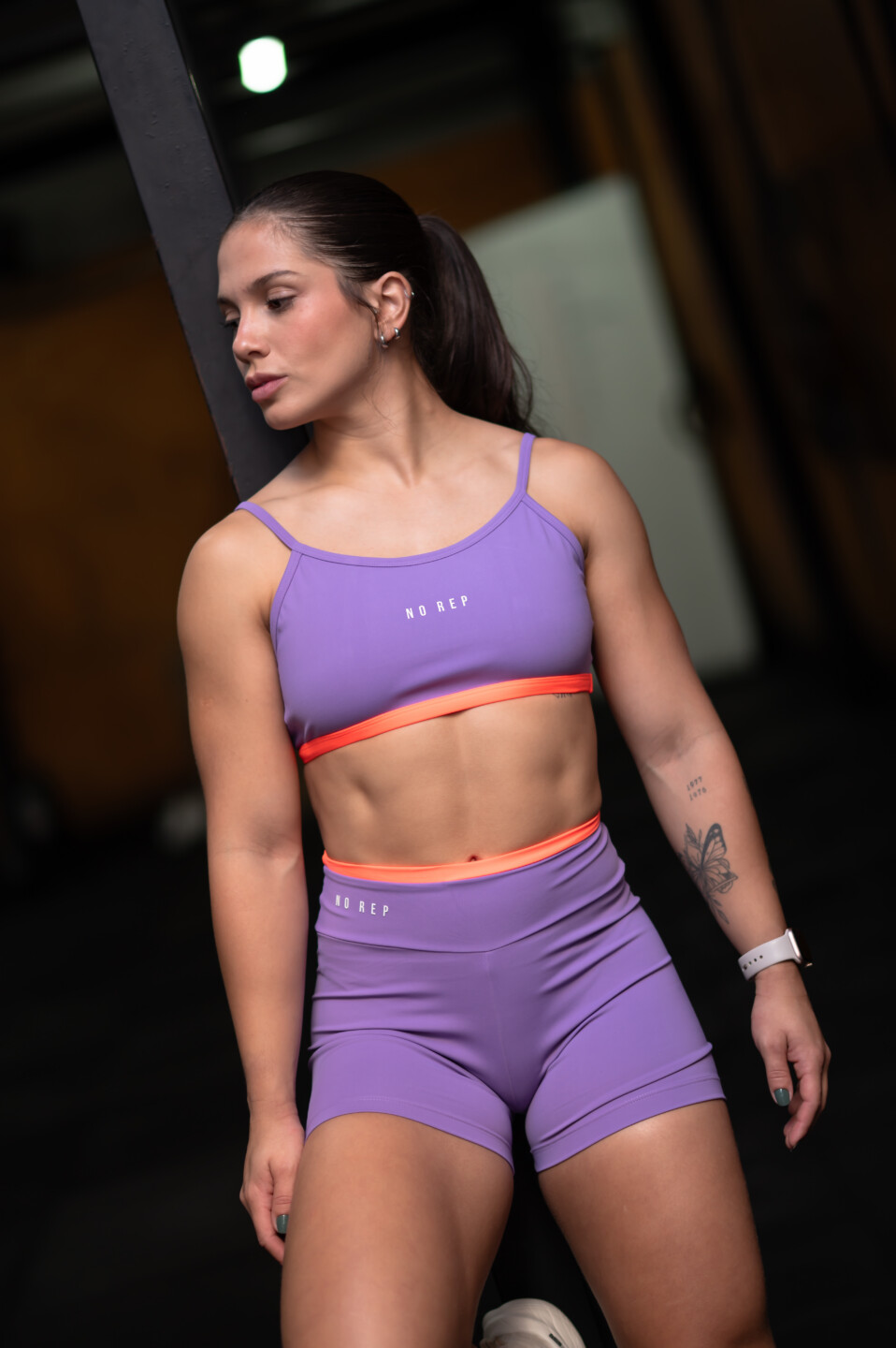 Short Bicolor Line Soft Purple c/ Laranja Neon - Image 2